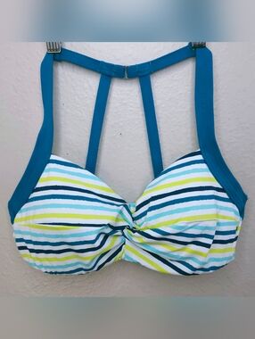 New! TITLE NINE Pele Striped Bikini Top 32C